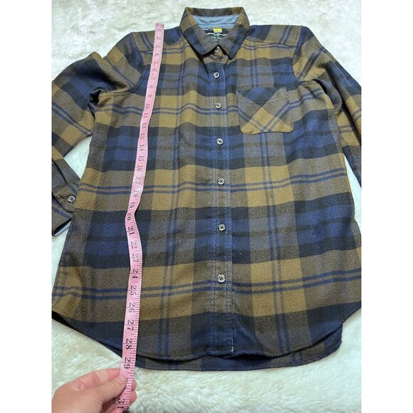 Eddie Bauer Womens Plaid Button-Up Shirt Blue & Brown 95% Polyester 5% Cashmere - Picture 5 of 6